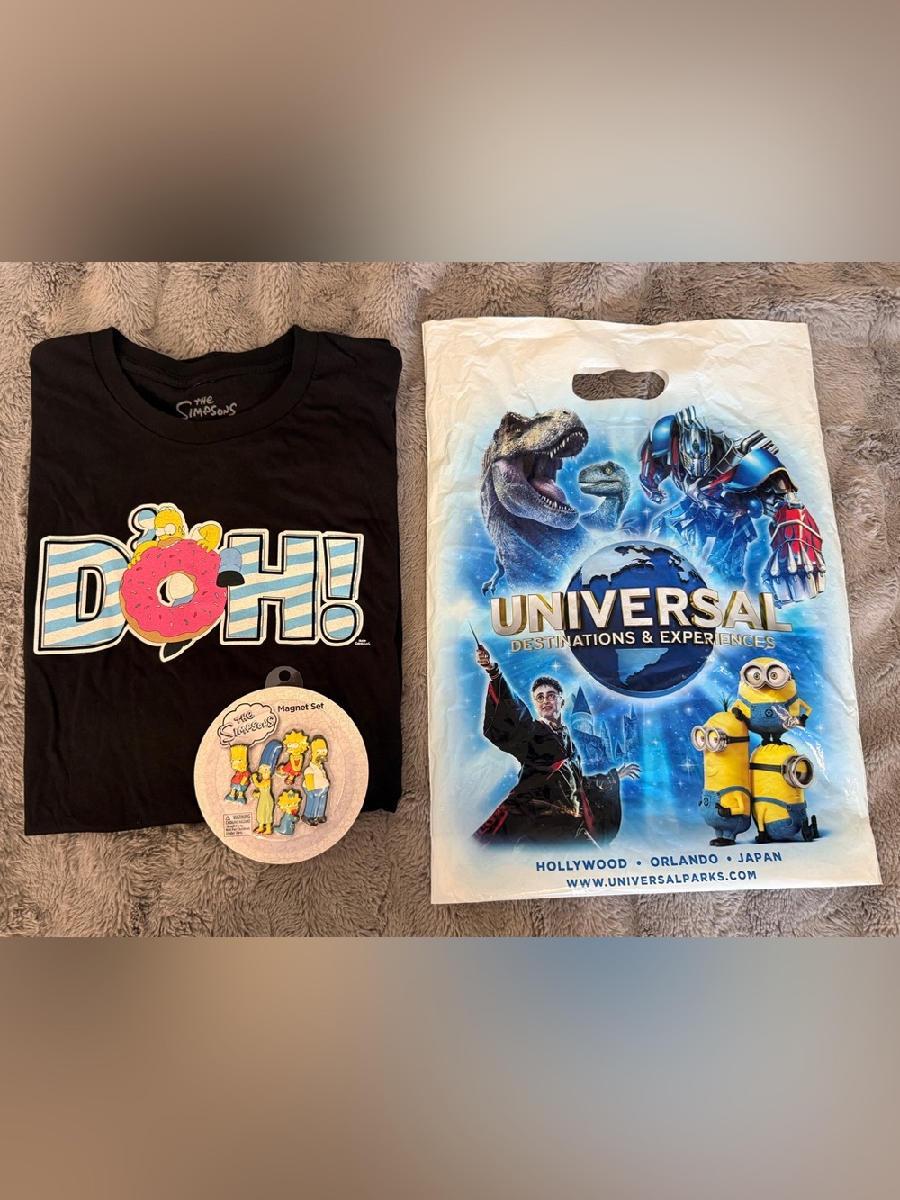 The Simpsons Universal Studios Hollywood Merch Lot New 2XL Shirt & Magnet Set